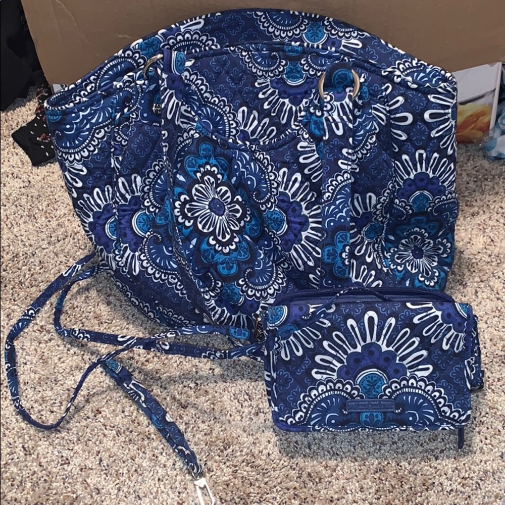 Blue patterned Vera Bradley purse set